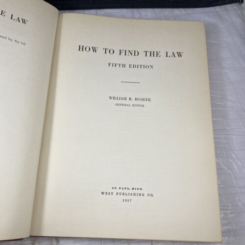 How To Find The Law 5th Edition William Roalfe 1957 by West Publishing Vintage