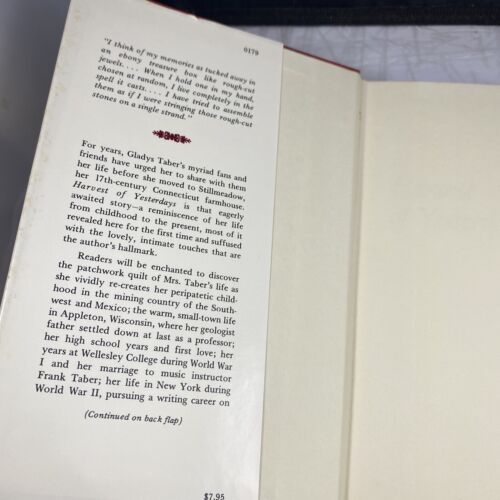 Harvest of Yesterdays by Gladys Taber (1976, Hardcover) Vintage 70s Travel Story