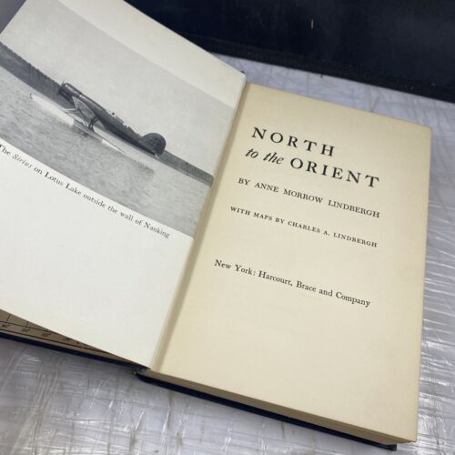 Old NORTH TO THE ORIENT Book 1935 ANNE MORROW LINDBERGH CHARLES MAP PILOT FLIGHT