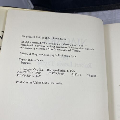 1980 Niagara Robert Lewis Taylor Vintage 1800s Historical Fiction Novel Good
