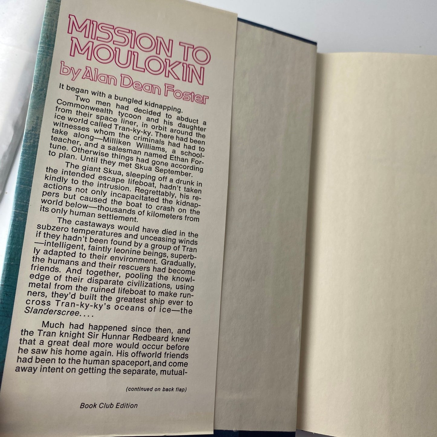 Mission to Moulokin Alan Dean Foster 1979 Book Club Edition Sci-Fi Doubleday