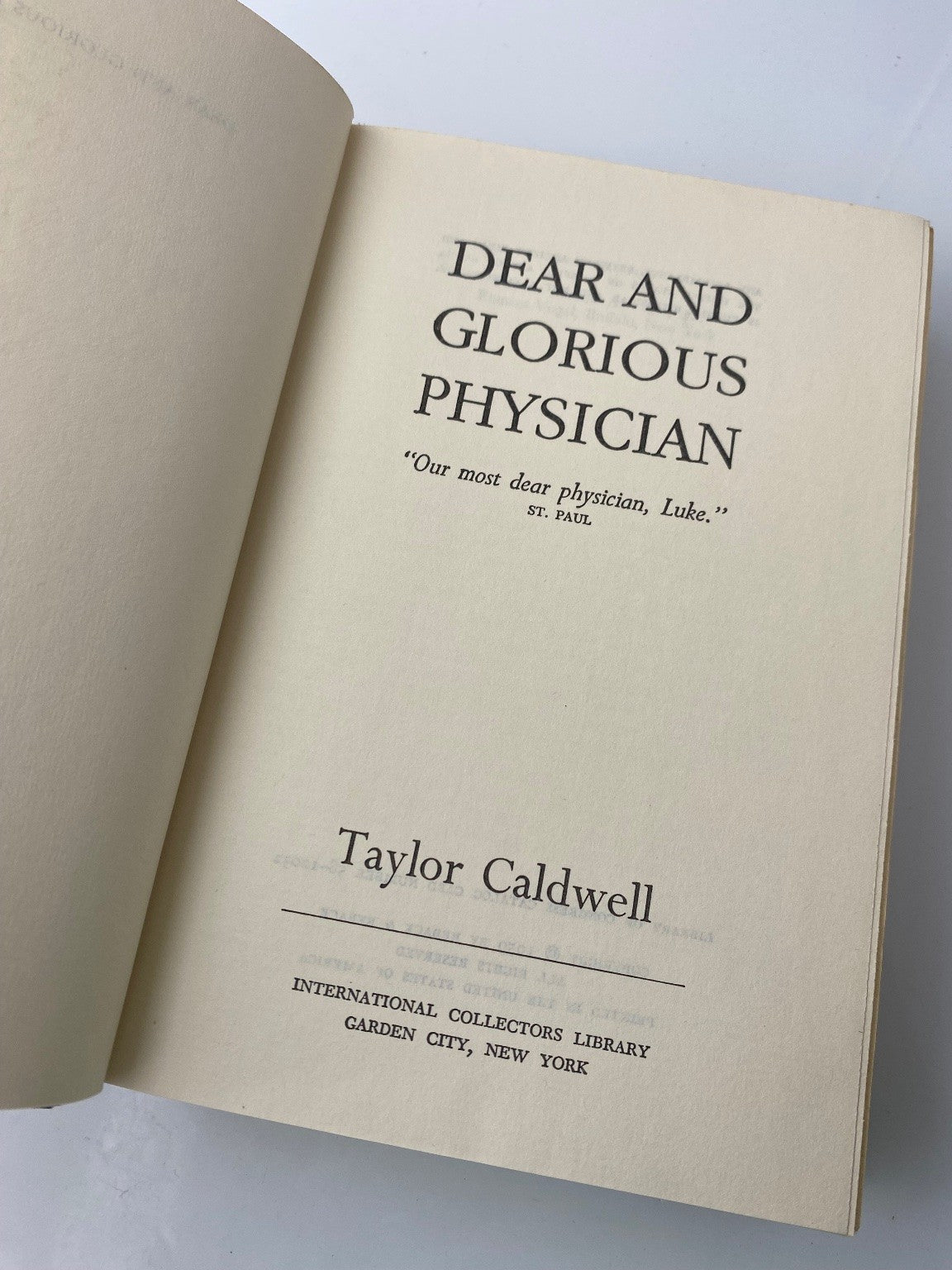 Dear and Glorious Physician Taylor Caldwell 1959 Hardcover Intl Collectors