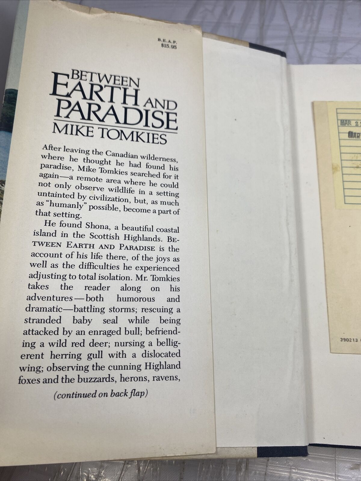 Between Earth and Paradise Mike Tomkies c1981 Rare Vintage Travel Nature Book