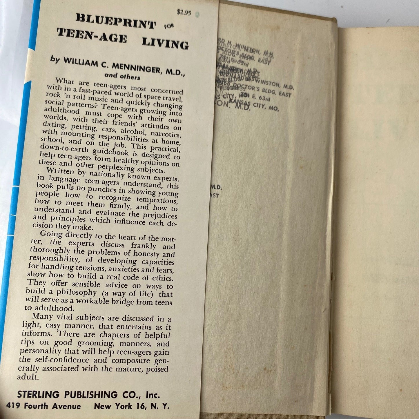 Rare textbook Blueprint for Teen-Age Living William C. Menninger 1958 Sterling