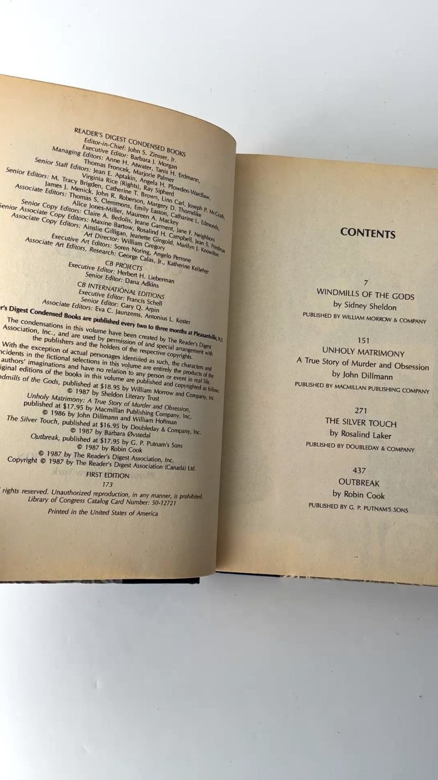Reader's Digest Condensed Books Volume 4 1987 First Edition Collection