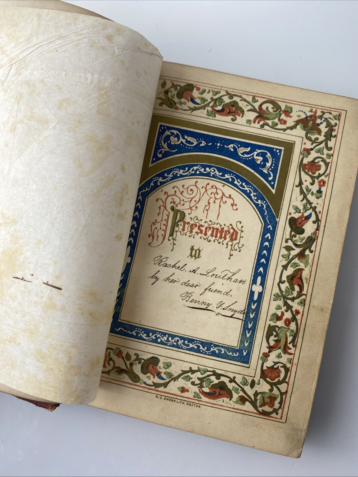 Antique Red Gilded Cover 1853 The Keepsake Of Friendship A Gift Book Hardcover