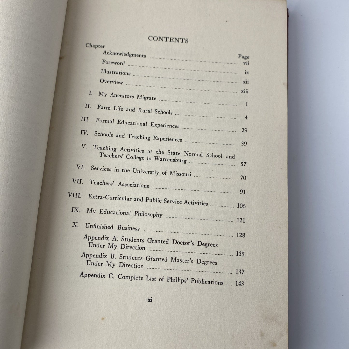 Fifty Years of Public School Teaching: Rural to Univ by Claude Phillips 1948 HC