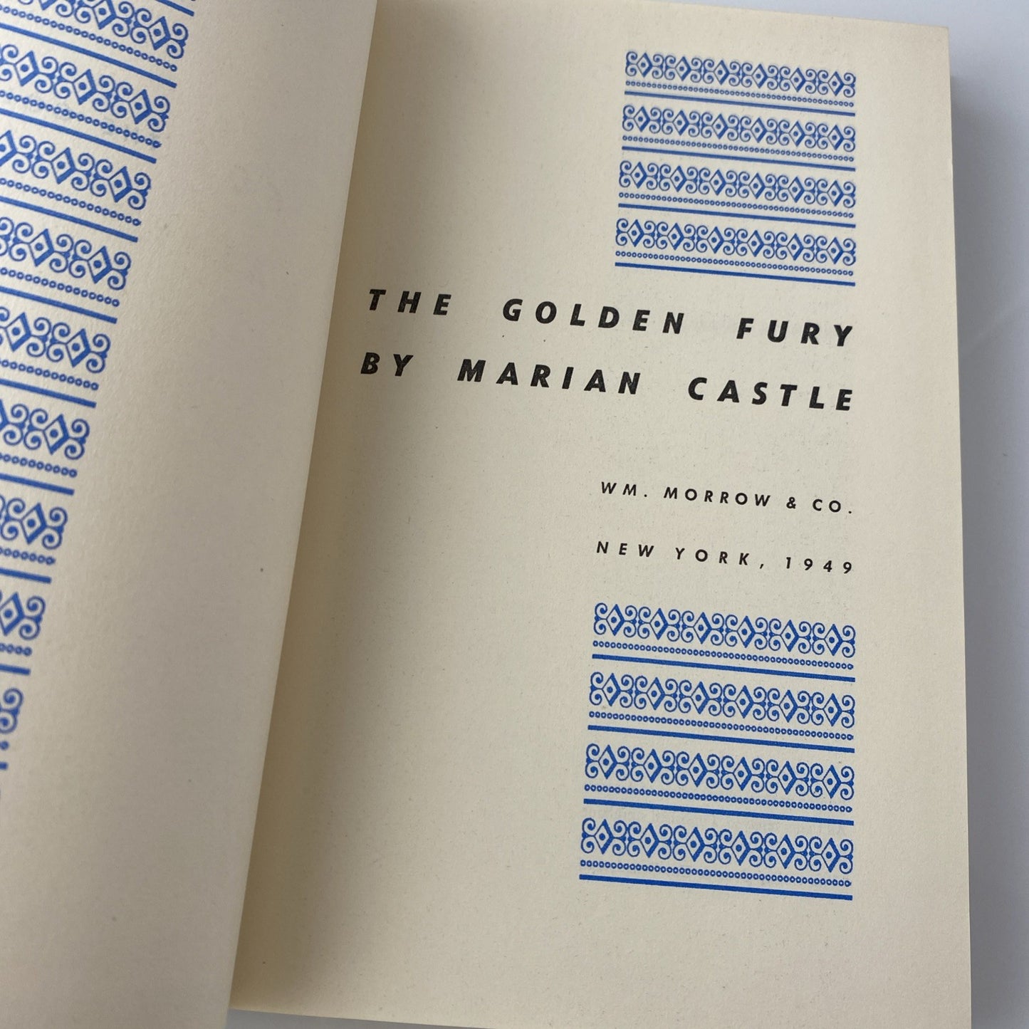 VINTAGE 1949 BOOK THE GOLDEN FURY BY MARIAN CASTLE BOOK CLUB EDITION