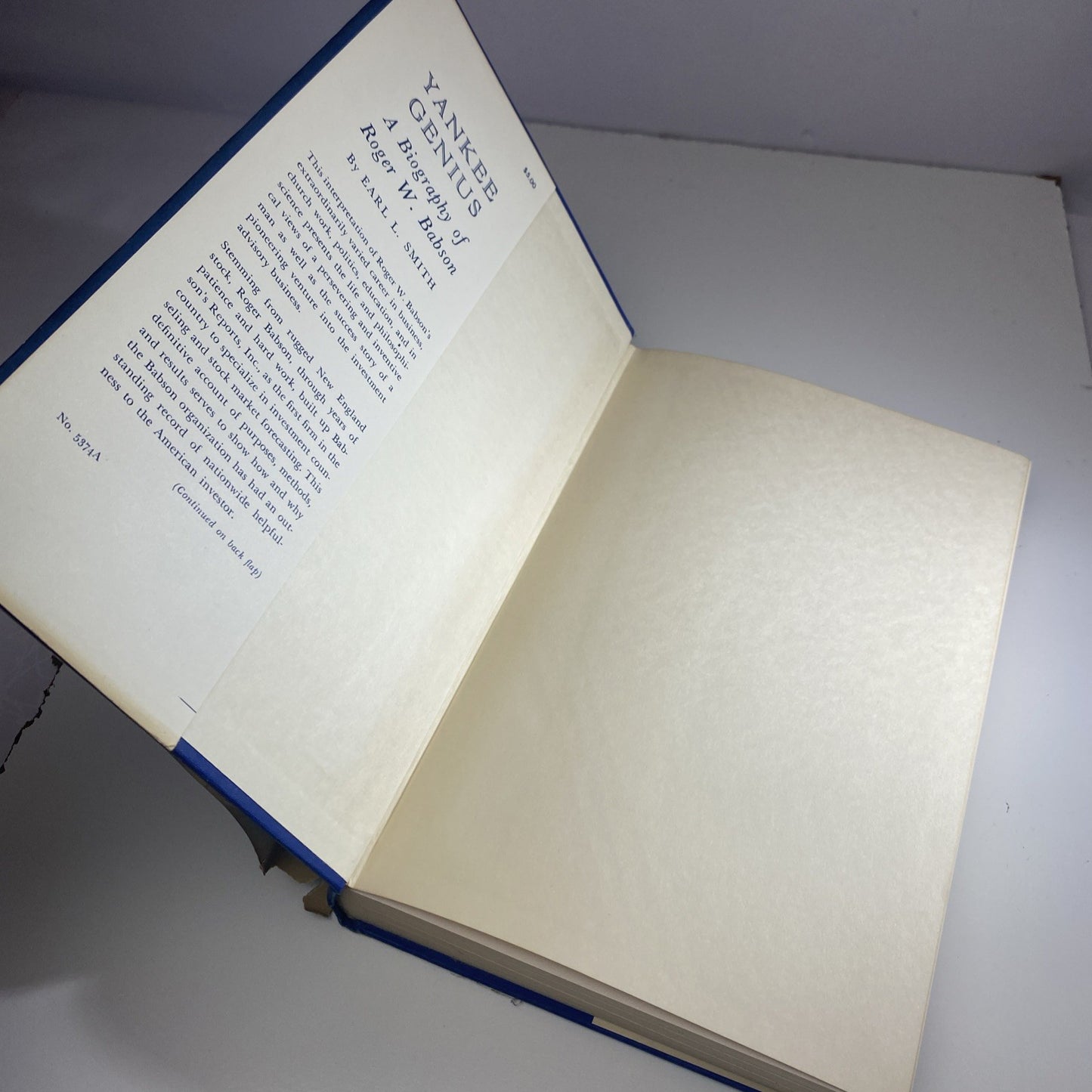 Yankee Genius Roger Babson Earl Smith HC DJ 1st Ed 1954 Investment Forecasting