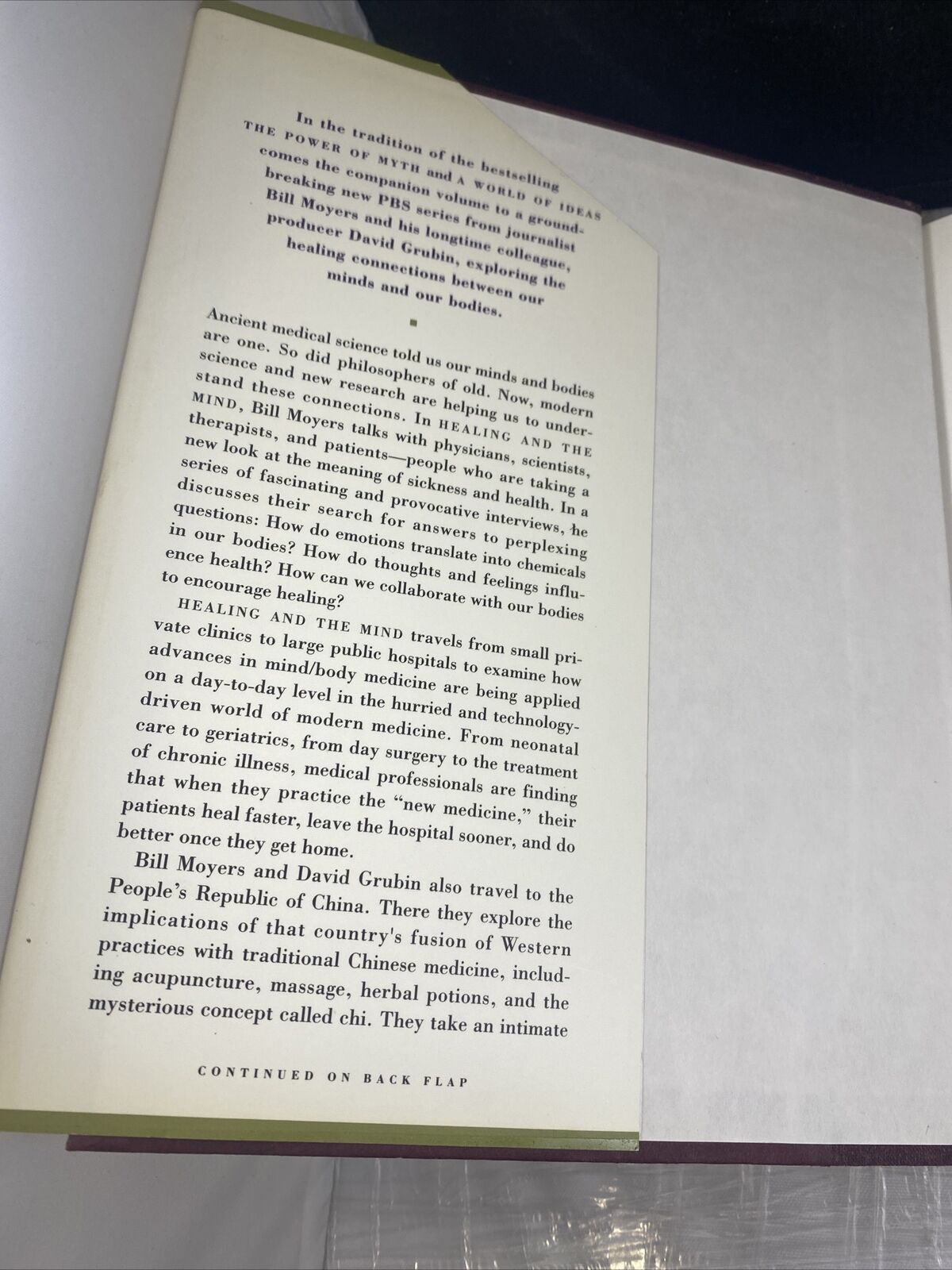 Healing and the Mind - paperback, Bill Moyers Self Help Health Healing Psycholog