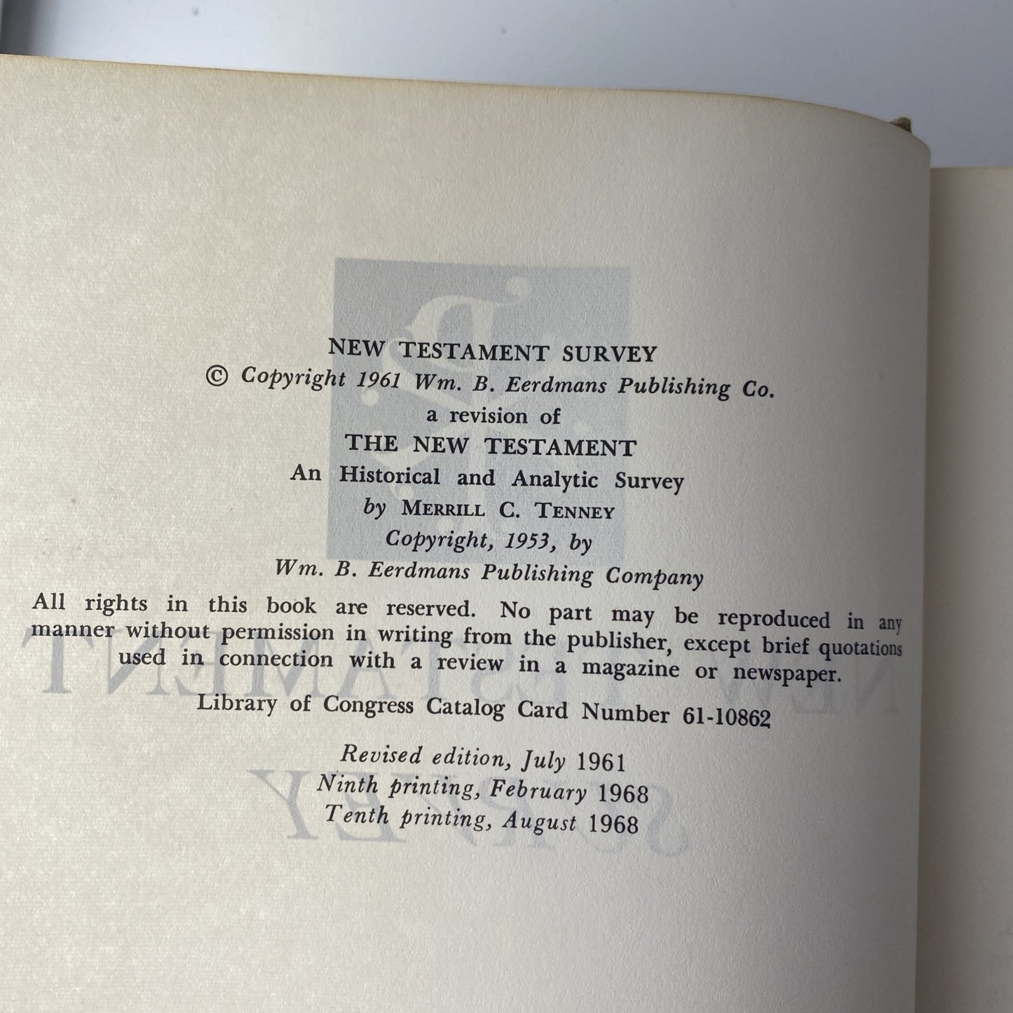 New Testament Survey Vintage 60s Christian Bible Study Book Merrill C Tenney