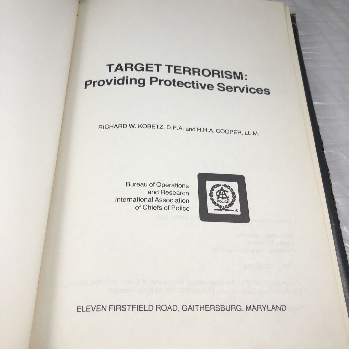 Target Terrorism: Providing Protective Services, Kobetz & Cooper, 1978 1st DJ HC