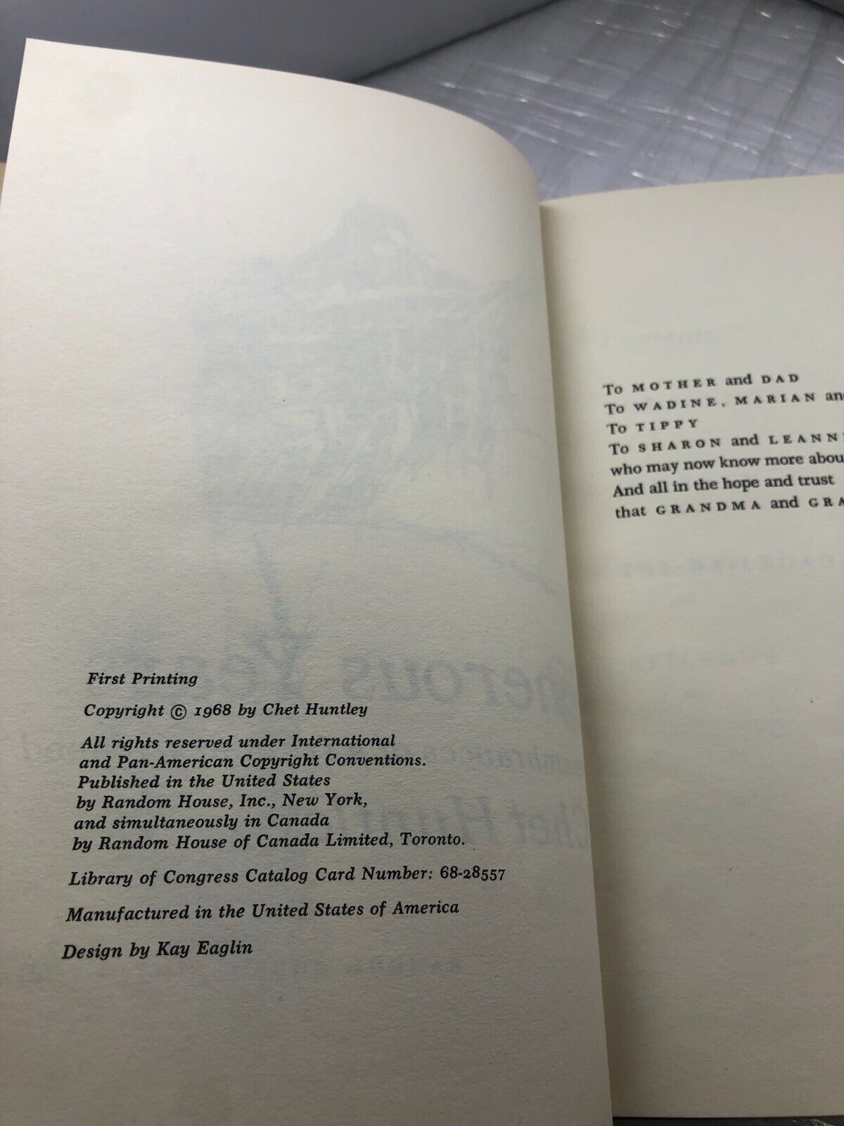 Chet Huntley – The Generous Years – 1968 FIRST Printing HC/DJ Montana VG