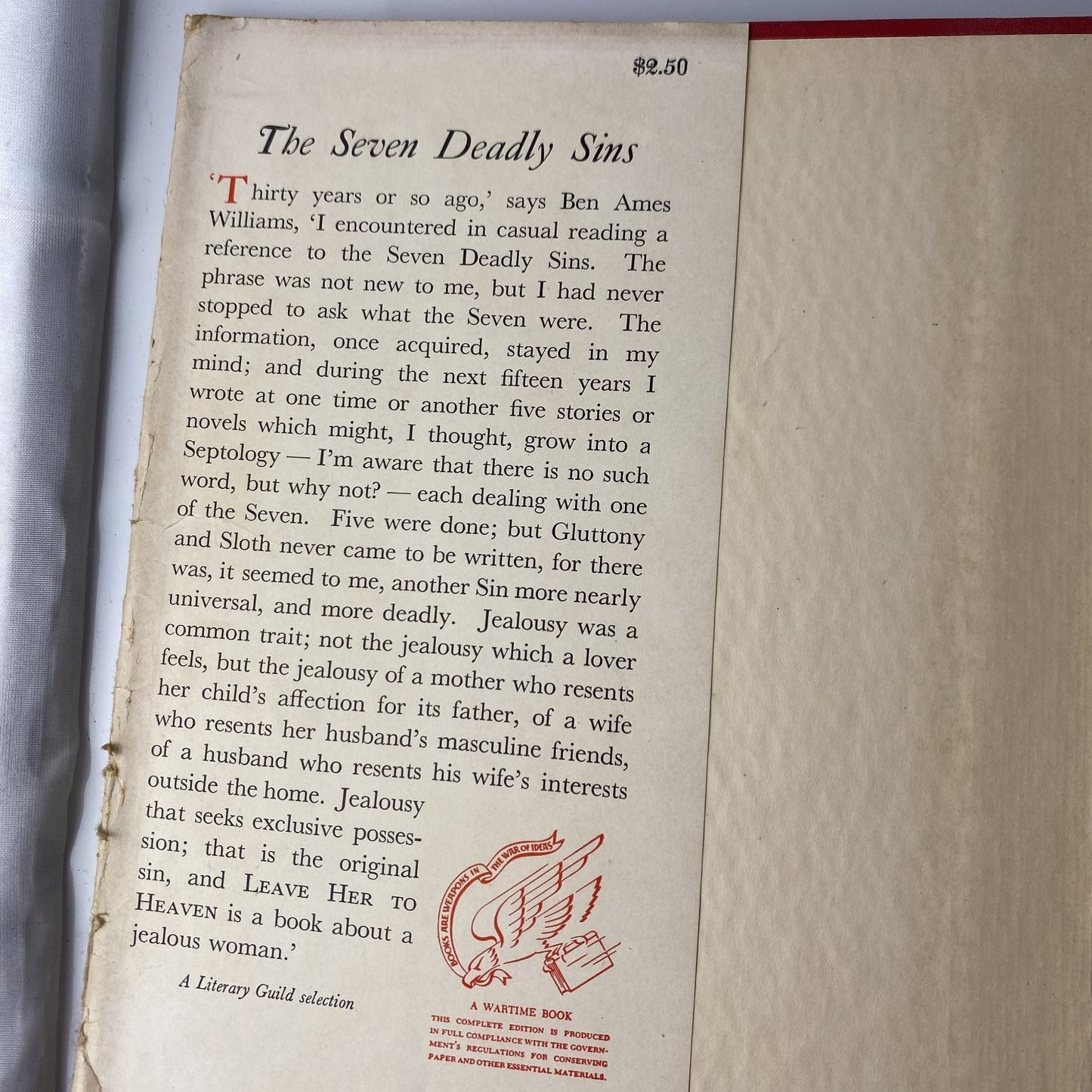 Leave Her to Heaven Ben Ames Williams 1944 1st Edition Fiction Houghton
