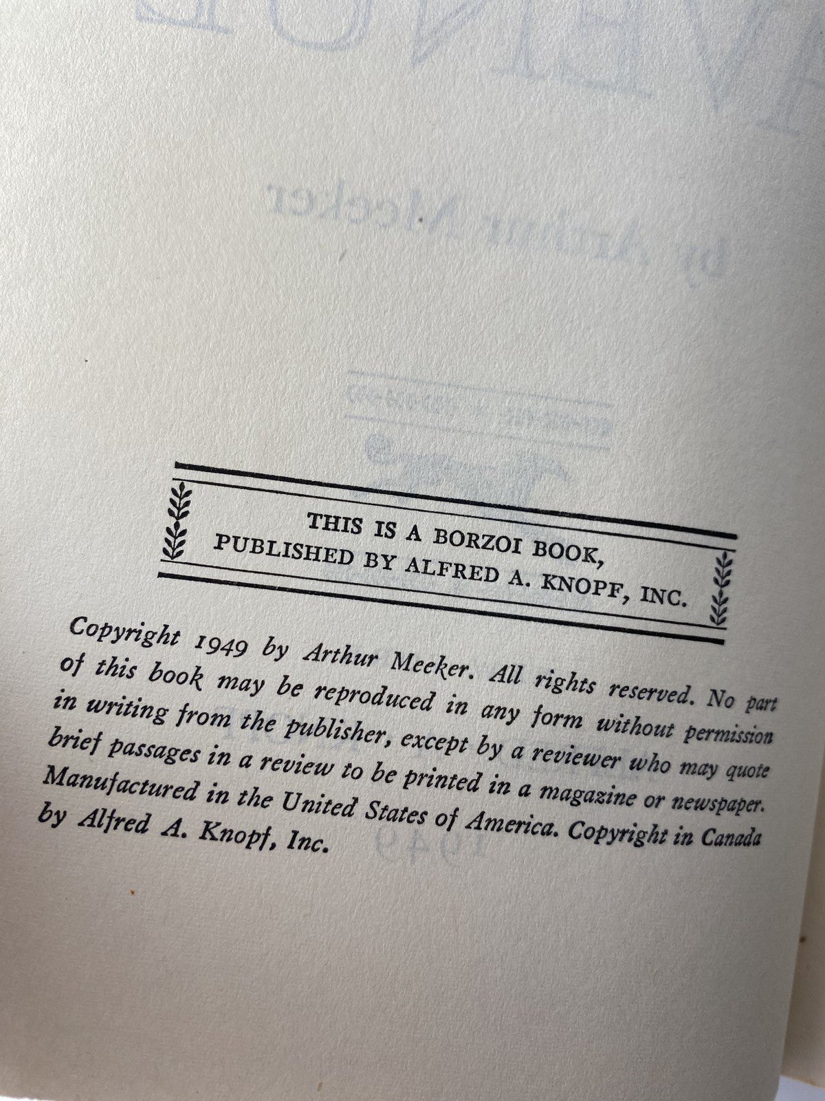 Vintage Prairie Avenue Arthur Meeker Historical Fiction Book Club 1949 Hardcover