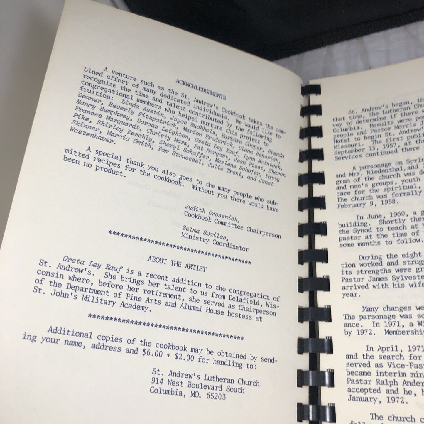 ADD LOVE COOKBOOK, St. Andrew's Lutheran Church, Columbia, MO (1984