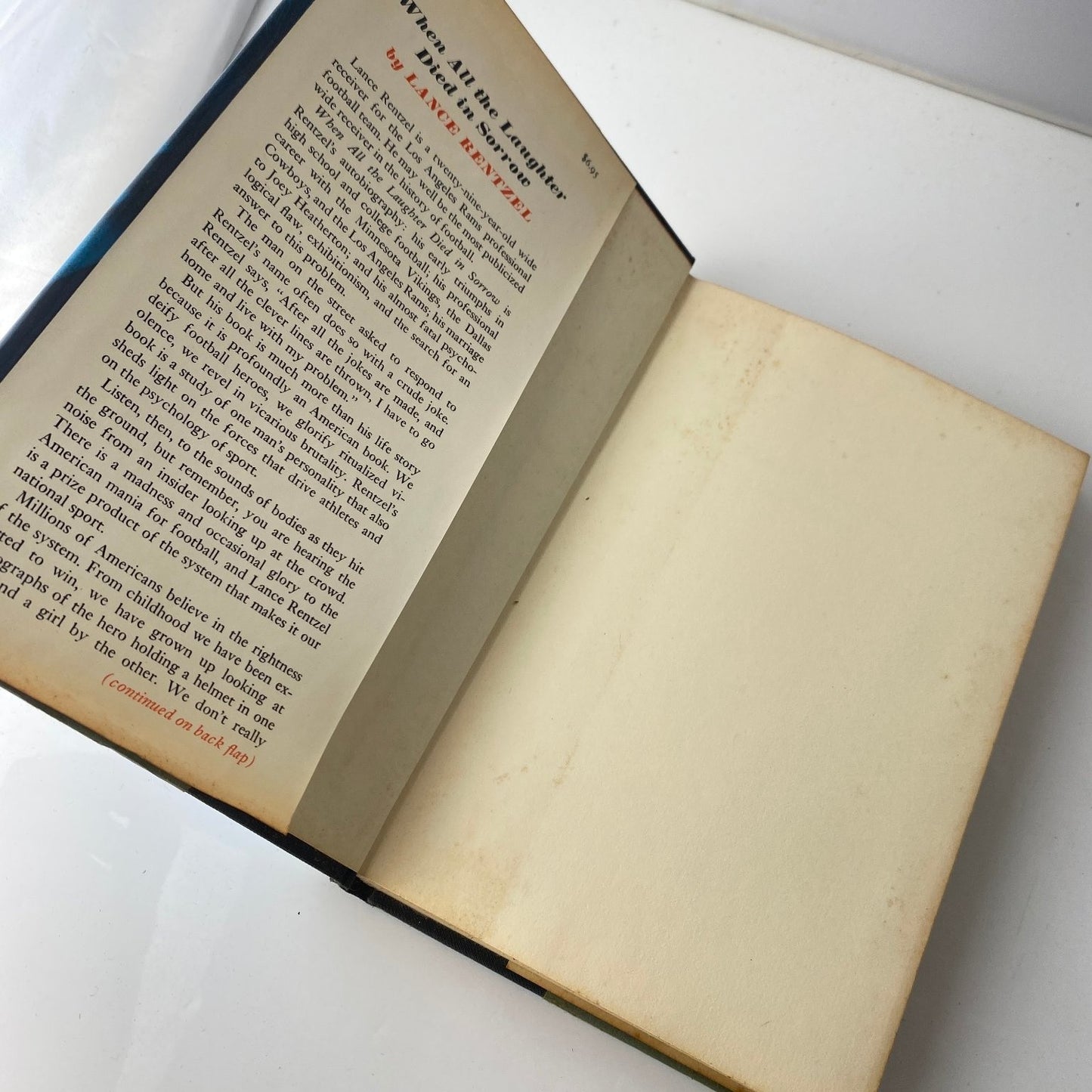 Football book When All the Laughter Died in Sorrow Lance Rentzel 1972 Hardcover