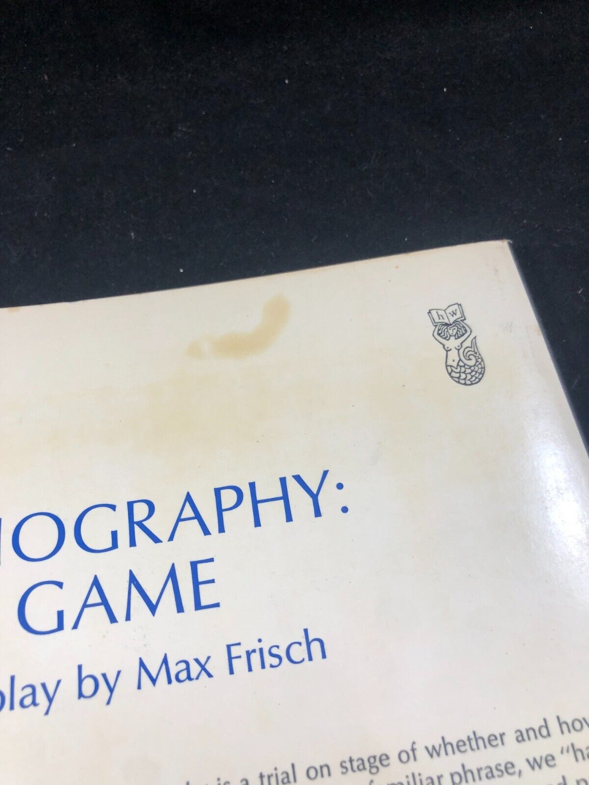 Biography A Game Max Frisch. Good condition. First Edition