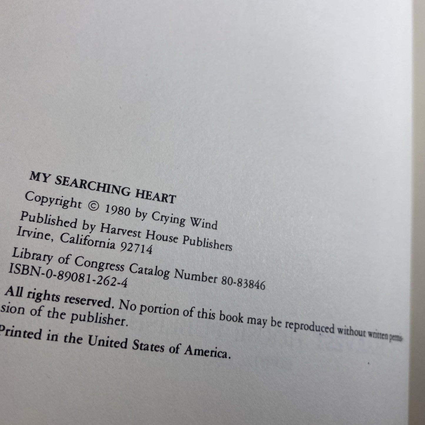 Native American Memoir Biography My Searching Heart - Crying Wind (Hardcover)