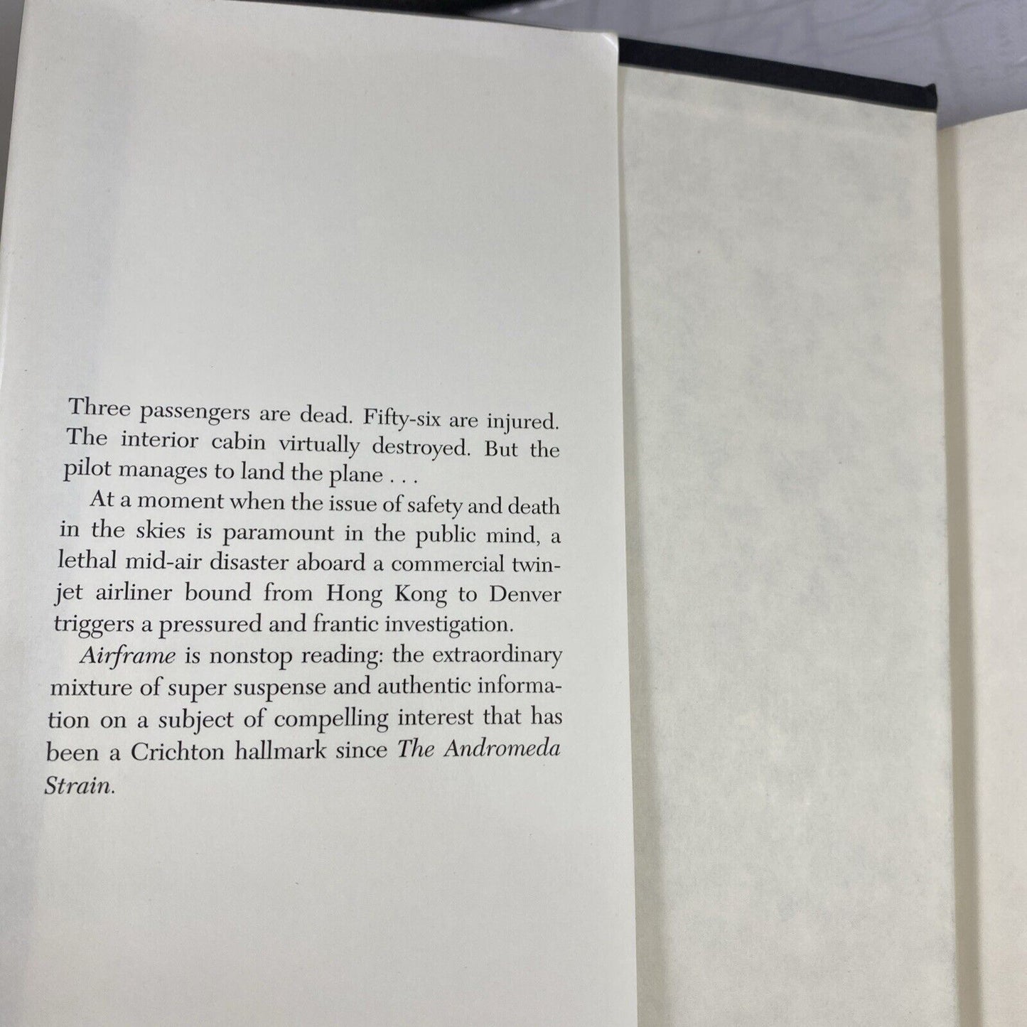 Airframe by Michael Crichton Hardcover DJ 1996 Thriller BCE