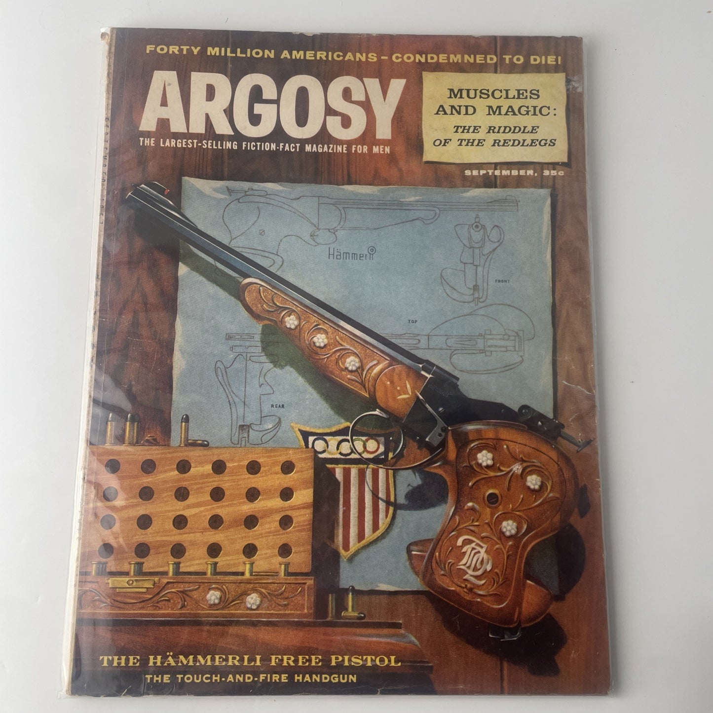 Argosy Magazine - September 1957 Vintage Mens Outdoor Firearm Gun Book