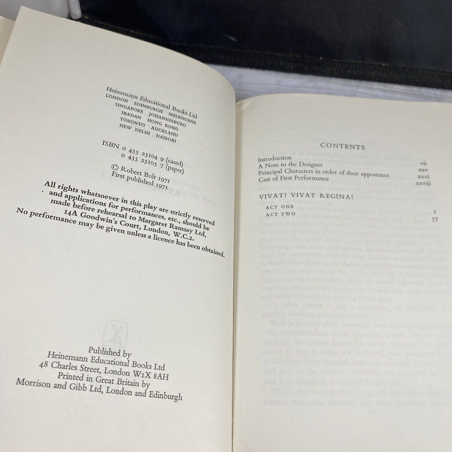 Robert Bolt VIVAT! VIVAT REGINA! Vintage 70s French Playwright Play Script Book