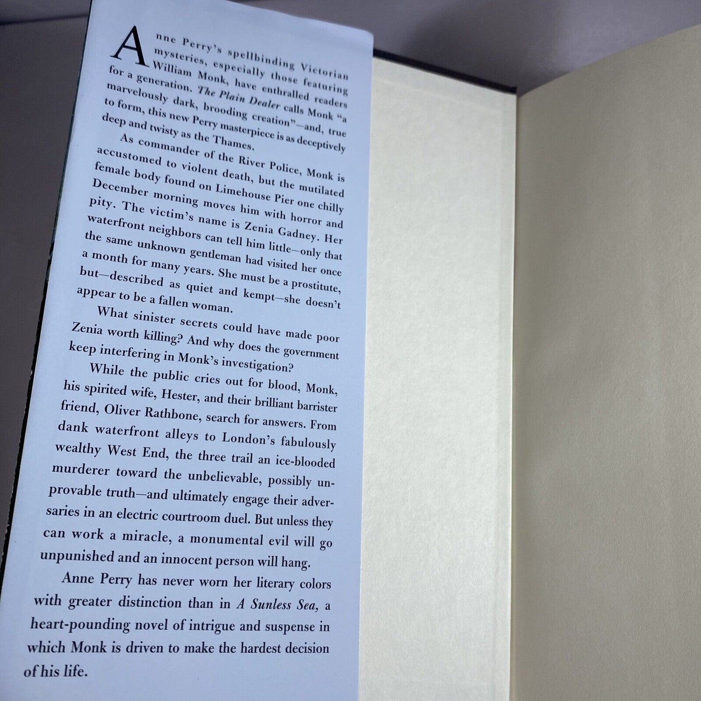 A Sunless Sea: A William Monk Novel - Perry, Anne - hardcover Book Club Edition