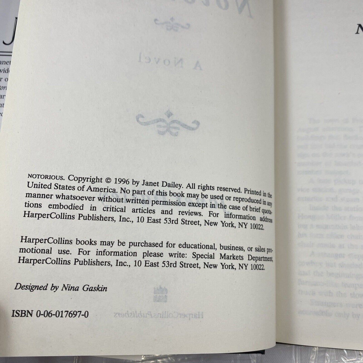 Notorious Janet Dailey Book Club Edition Vintage Romance Novel Very Good