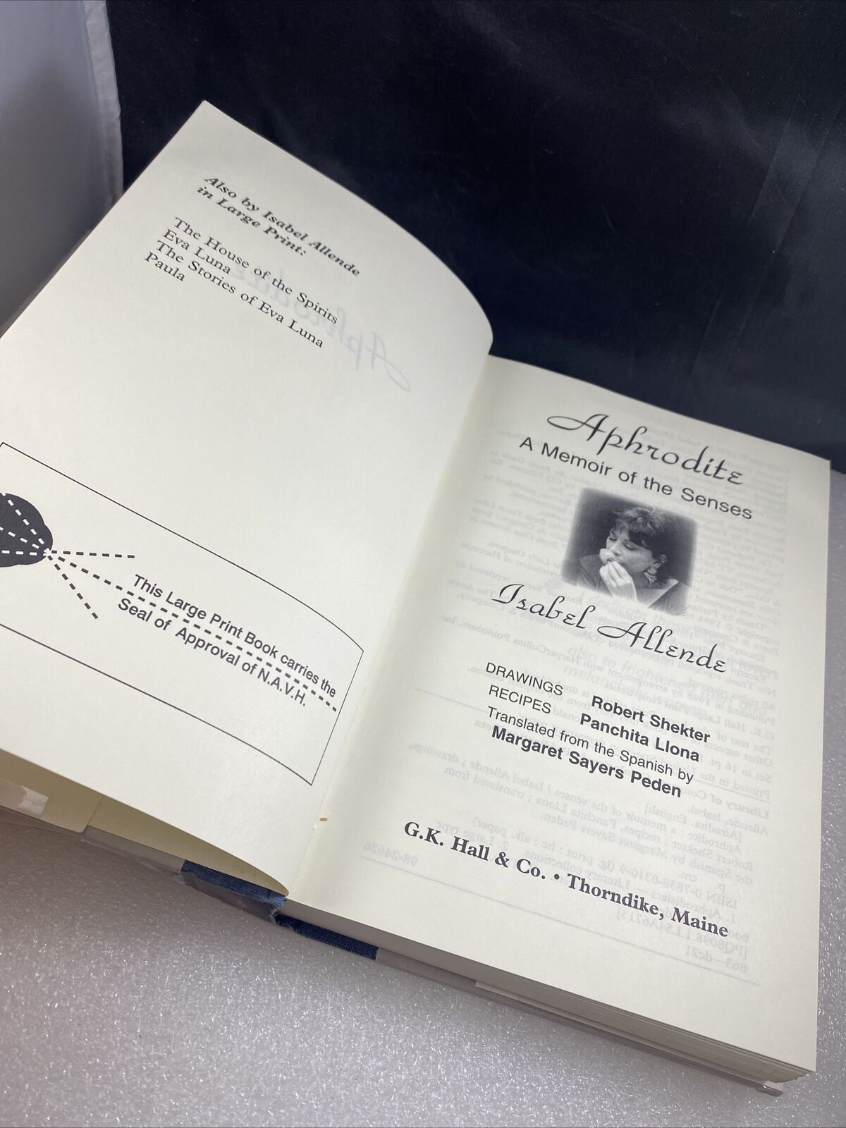 Aphrodite: A Memoir of the Senses by Isabel Allende hardcover Rare Large Print