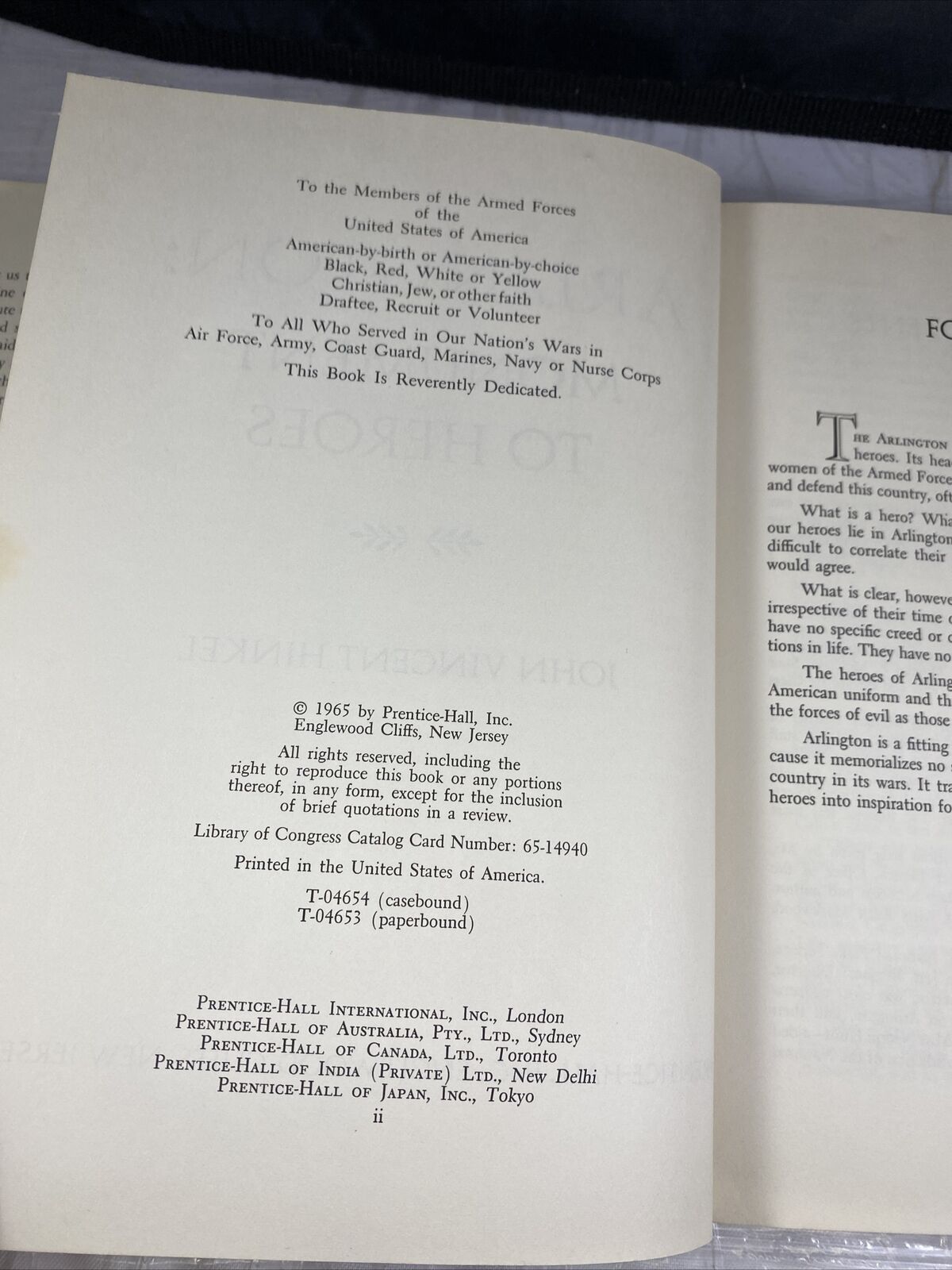 Arlington : Monument to Heroes by John V. Hinkel Vintage 60s HC Military History