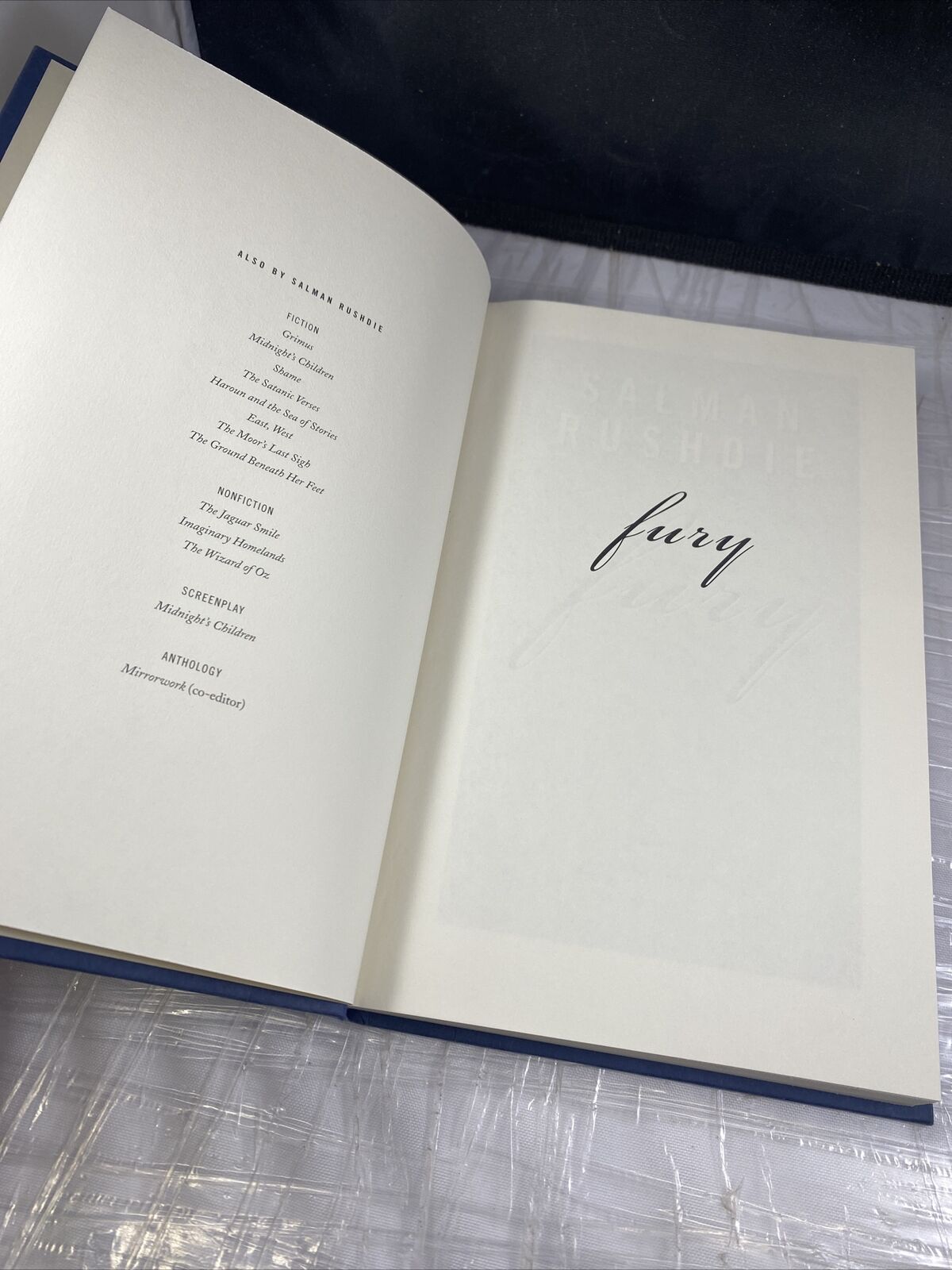 FURY: A NOVEL by SALMAN RUSHDIE Hardcover No Dust Jacket. Good