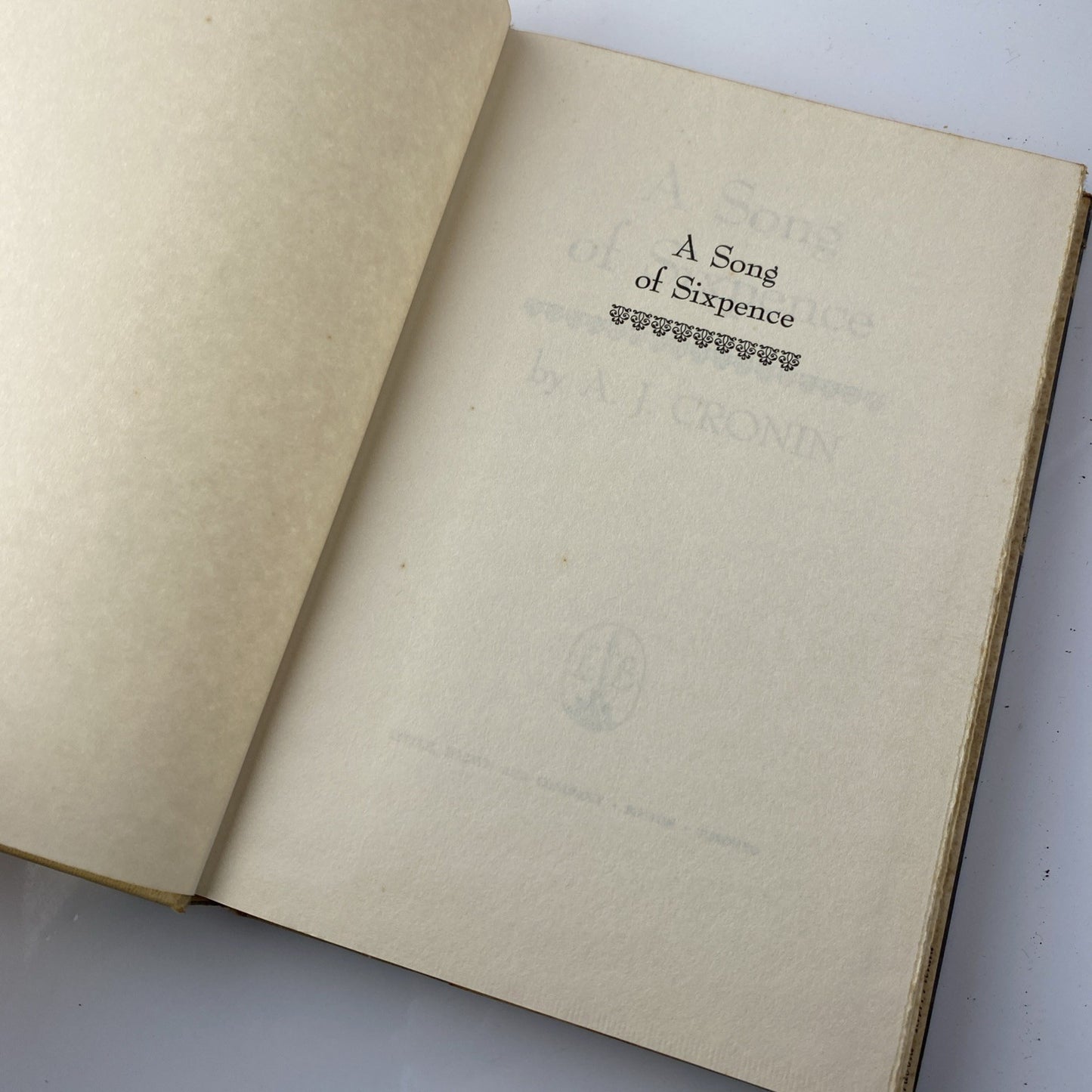 A Song Of Sixpence by A.J. Cronin 1964 Hardcover BCE First Edition Good Conditio