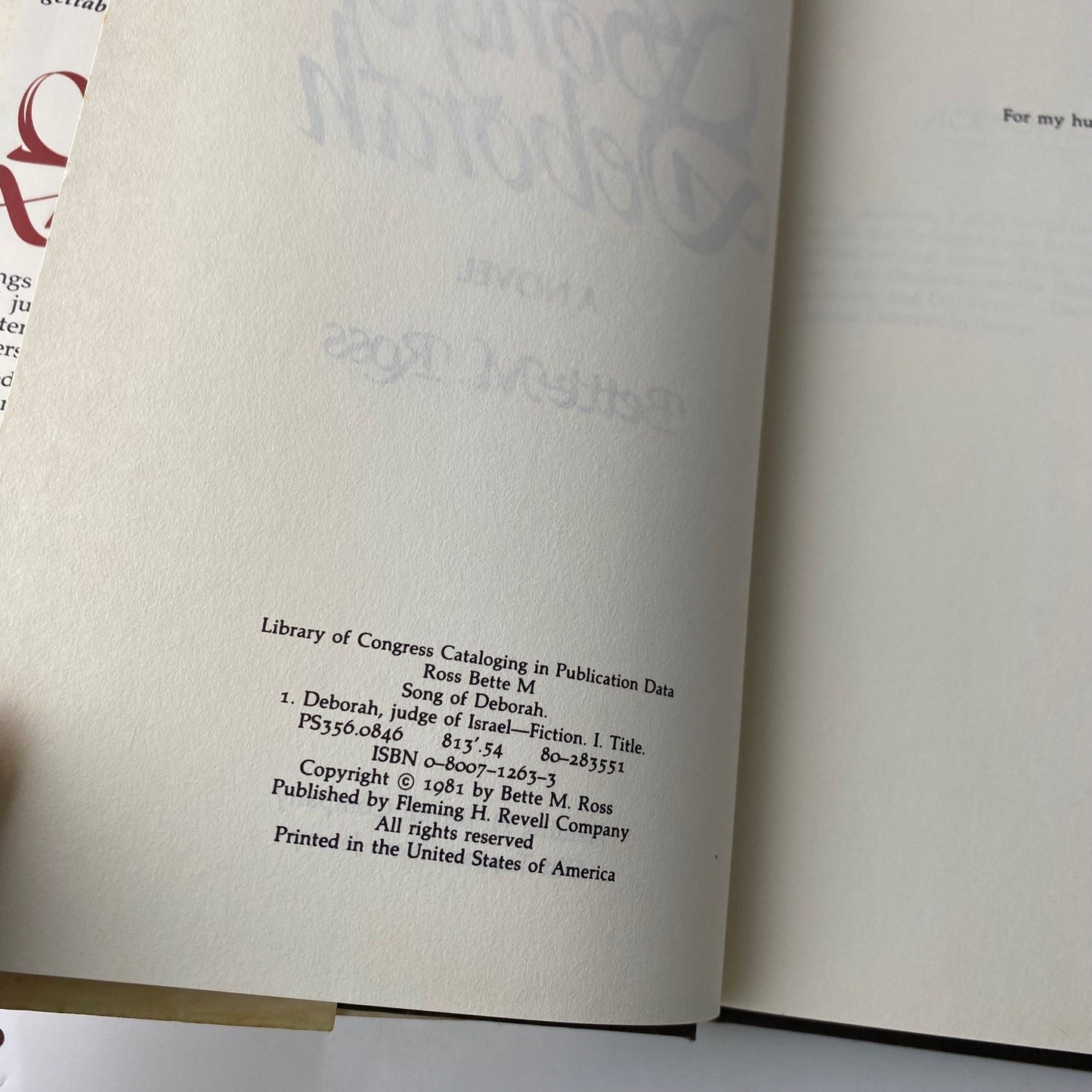 Song of Deborah Bette M. Ross 1981 First Edition Historical Novel Revell