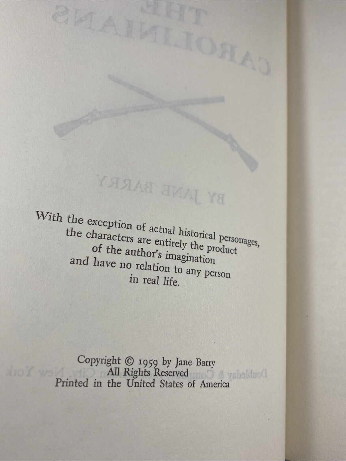 The Carolinians by Jane Barry (1959, Hardcover) Vintage Historical Fiction Novel