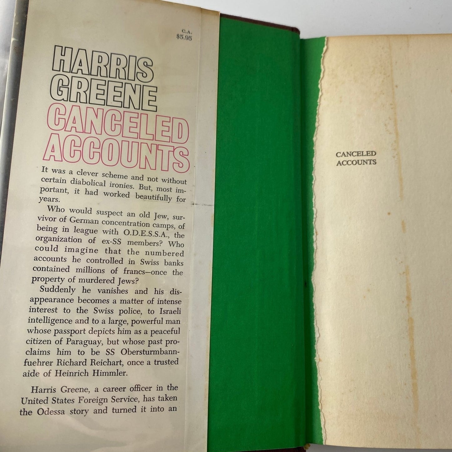 Canceled Accounts Harris Greene 1972 First Edition WWII Thriller Doubleday