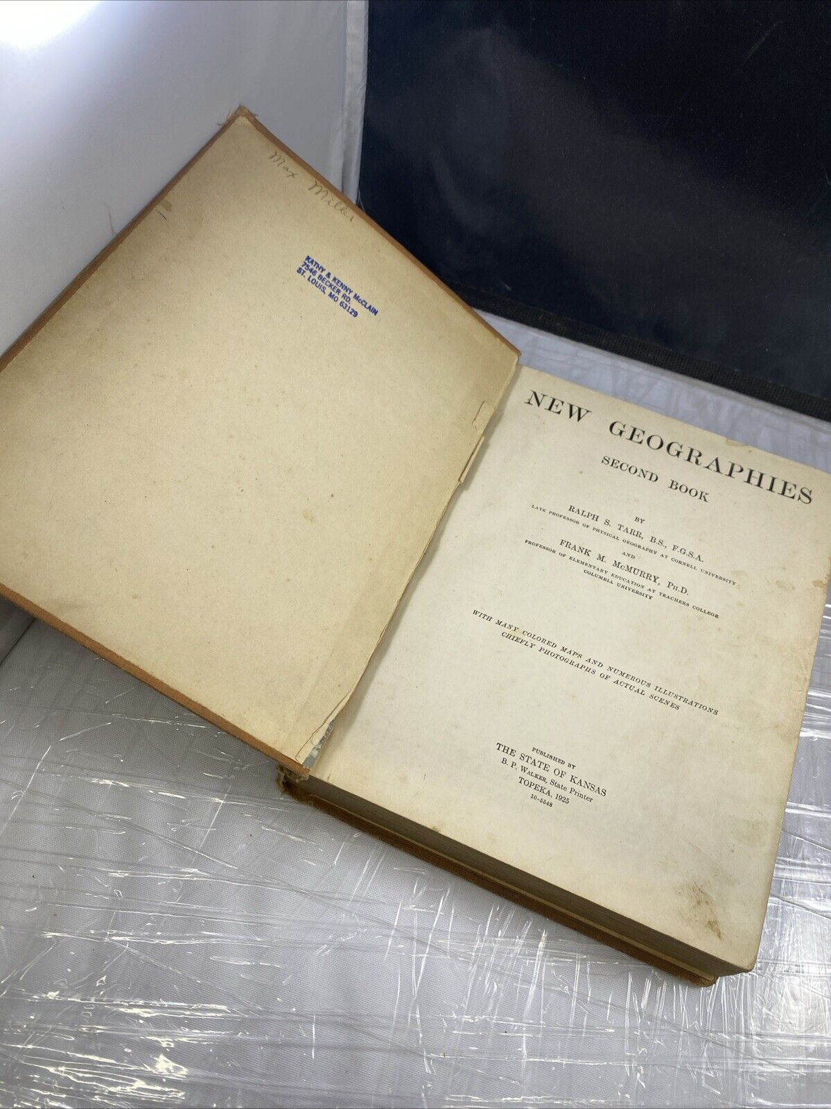 Geography Tarr and McMurry Second Book State of Kansas 1922 ANTIQUE Textbook