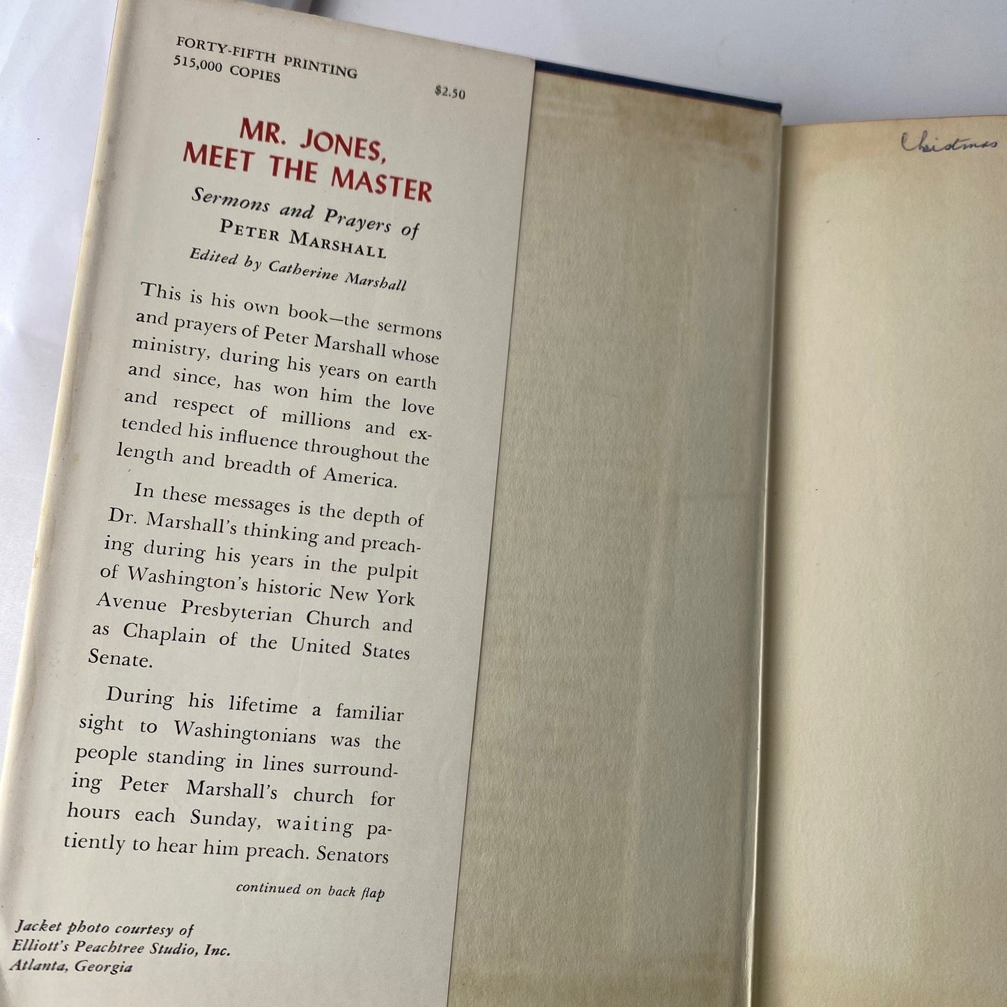 Mr Jones Meet The Master Peter Marshall 1950 45th Printing Sermons