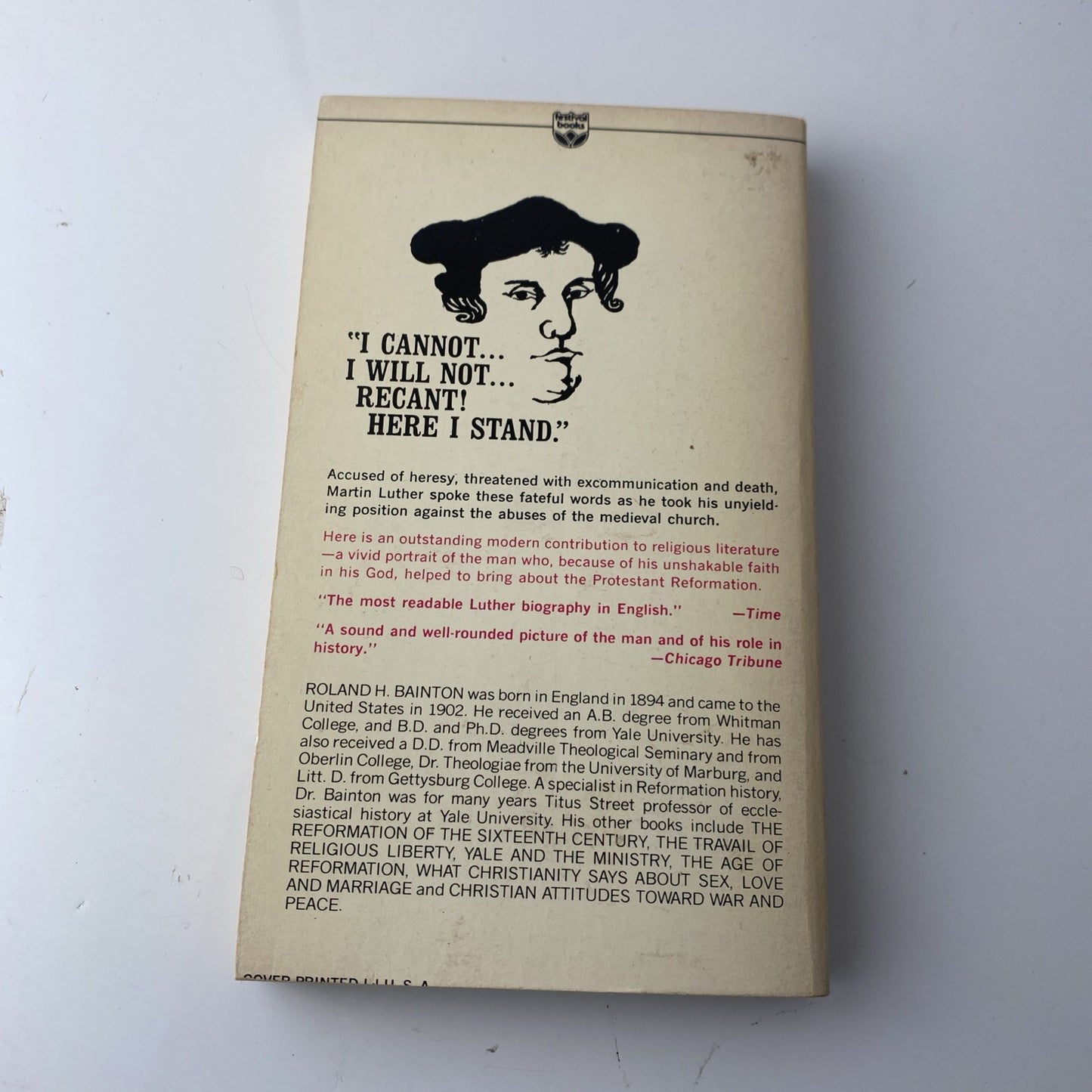 Here I Stand, A Life Of Martin Luther, Ronald Bainton, Vintage Historical Fict