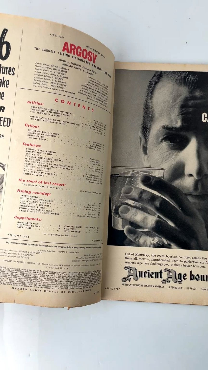 Argosy April 1957 Clem Labine Sax Rohmer Illustrated Fiction-Fact Magazine