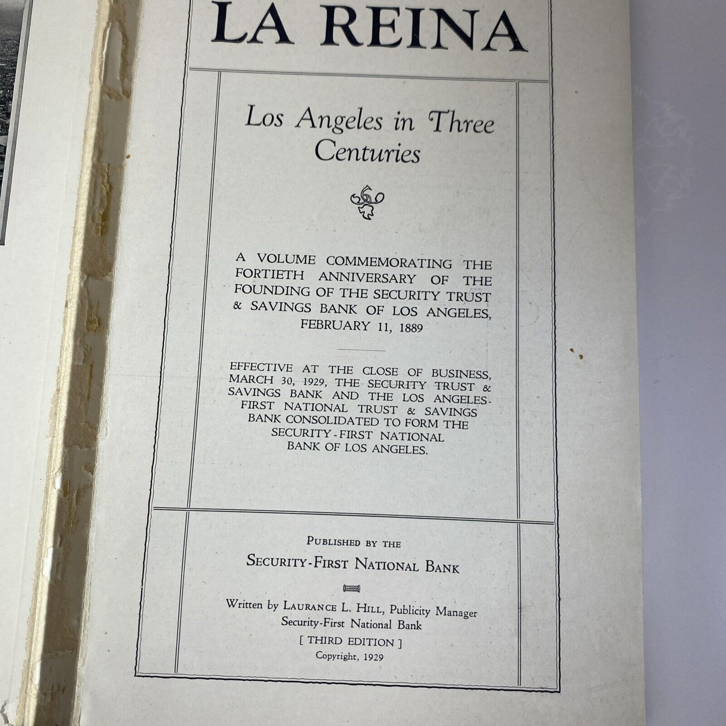 La Reina Los Angeles California Historical Photos History Book, 1932 Paperback