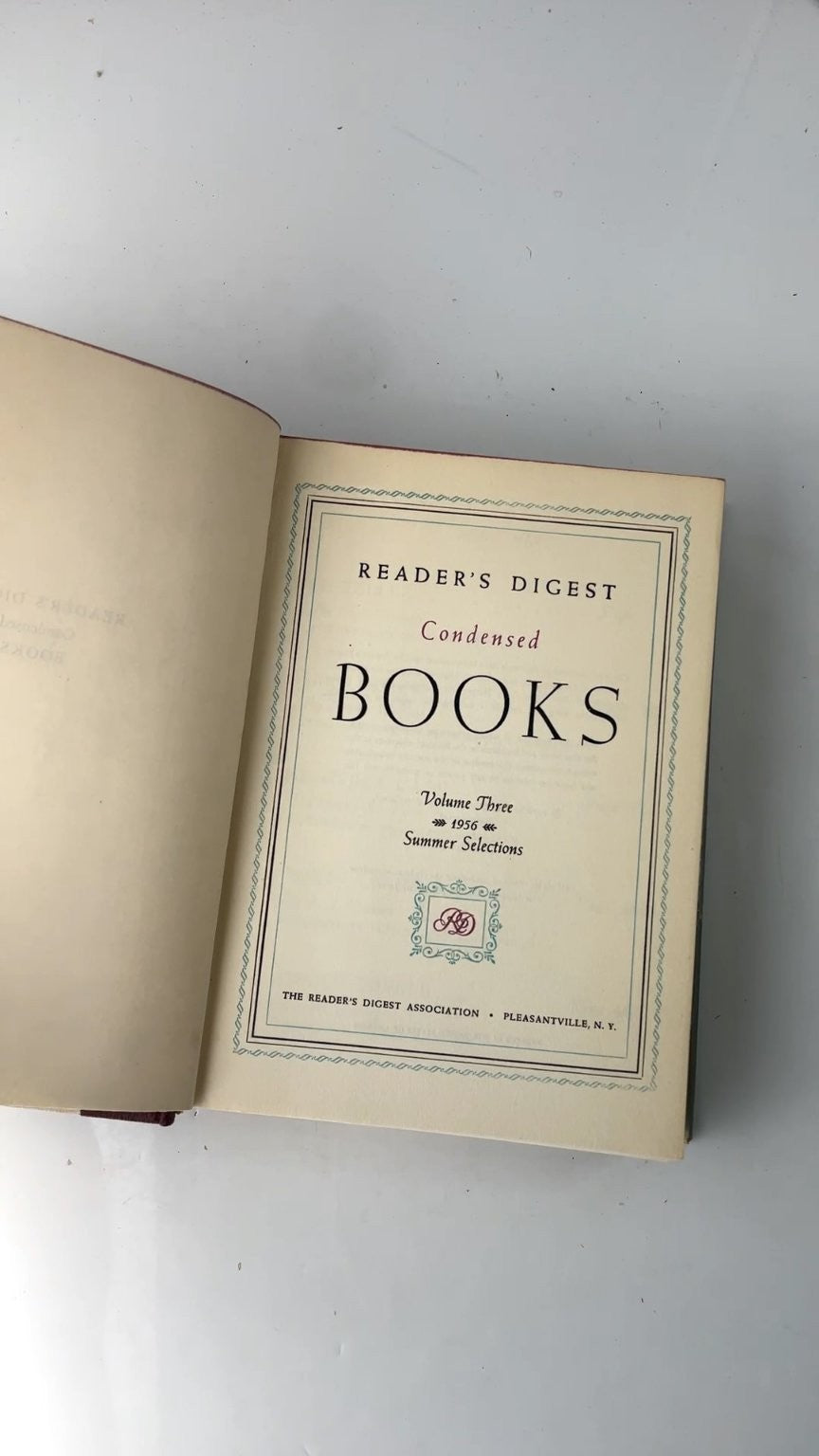Reader's Digest Condensed Books 1956 Volume 3 First Edition Deluxe
