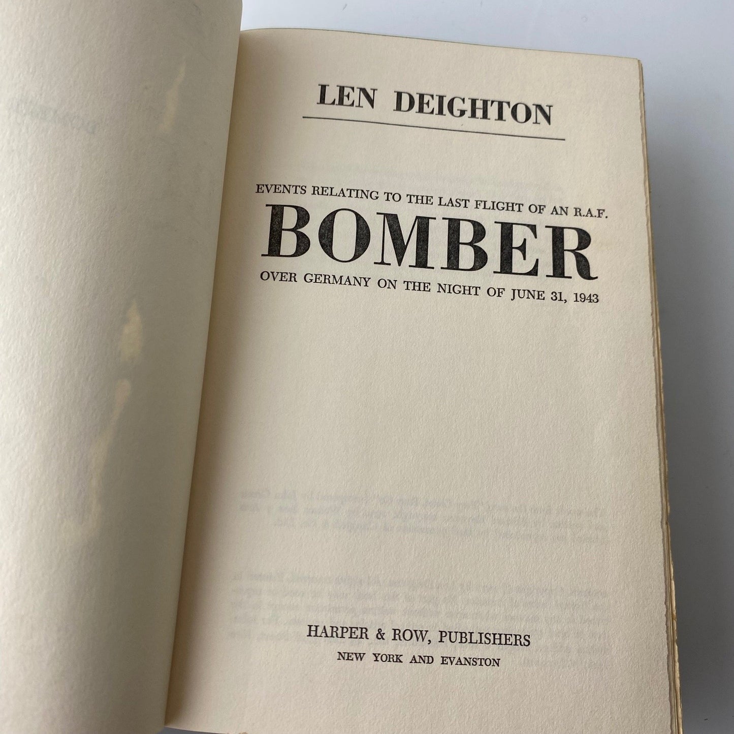 Bomber Len Deighton 1970 First Edition WWII Thriller Harper & Row