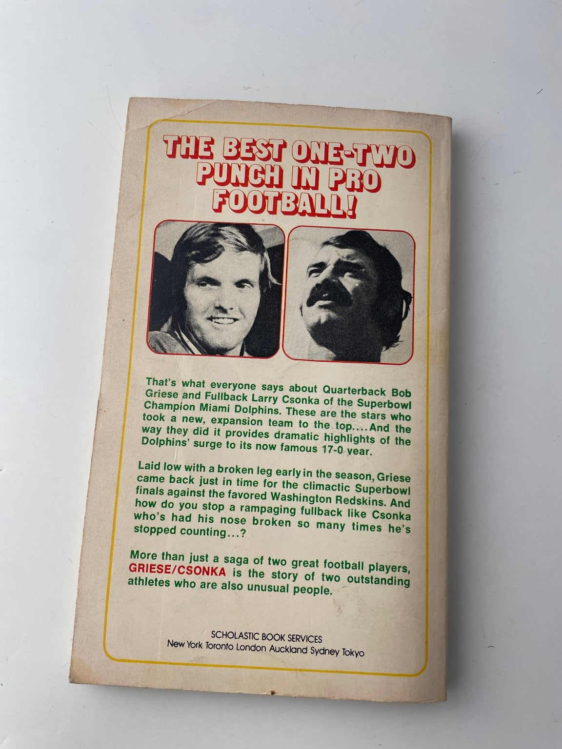 1st printing football Griese/Csonka Miami Dolphins One-Two Punch 1973 Scholastic