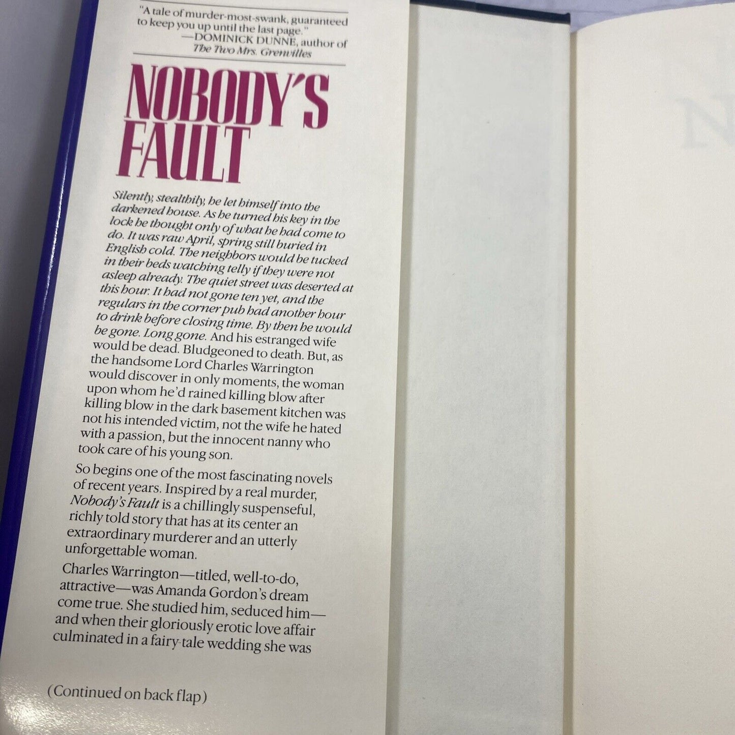 Nobodys Fault - Hardcover By Holmes, Nancy - GOOD BCE Bantam Books