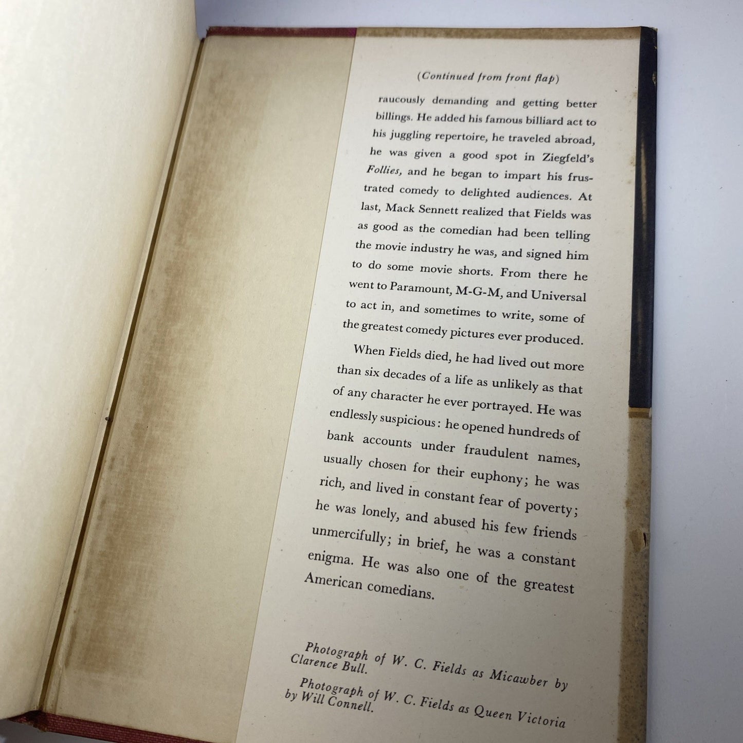W. C. Fields His Follies and Fortunes R L Taylor Hardcover 1949 1st Edition Good