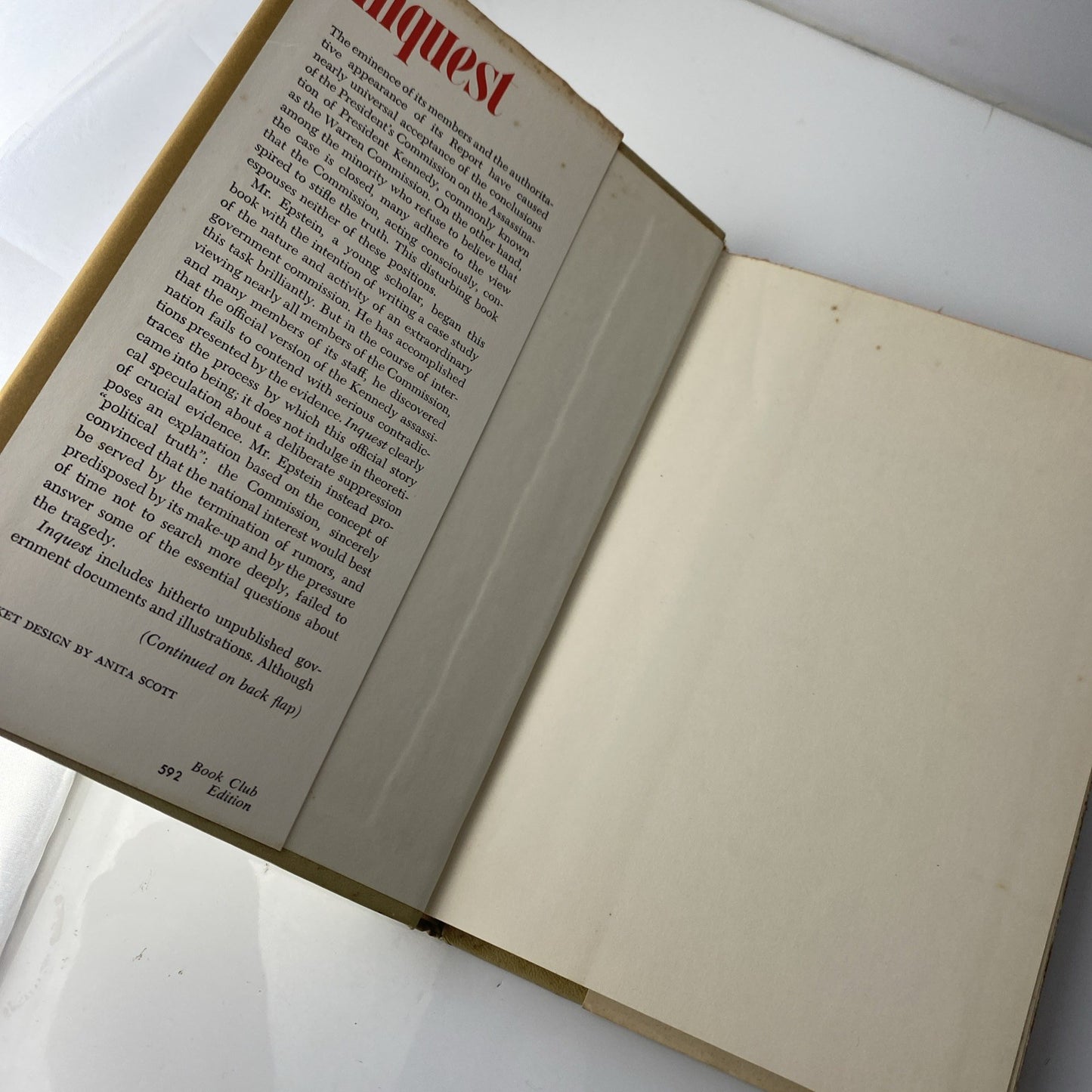 JFK Assassination - Inquest - Edward J. Epstein - 1966 BCE 1st Vintage Hardcver