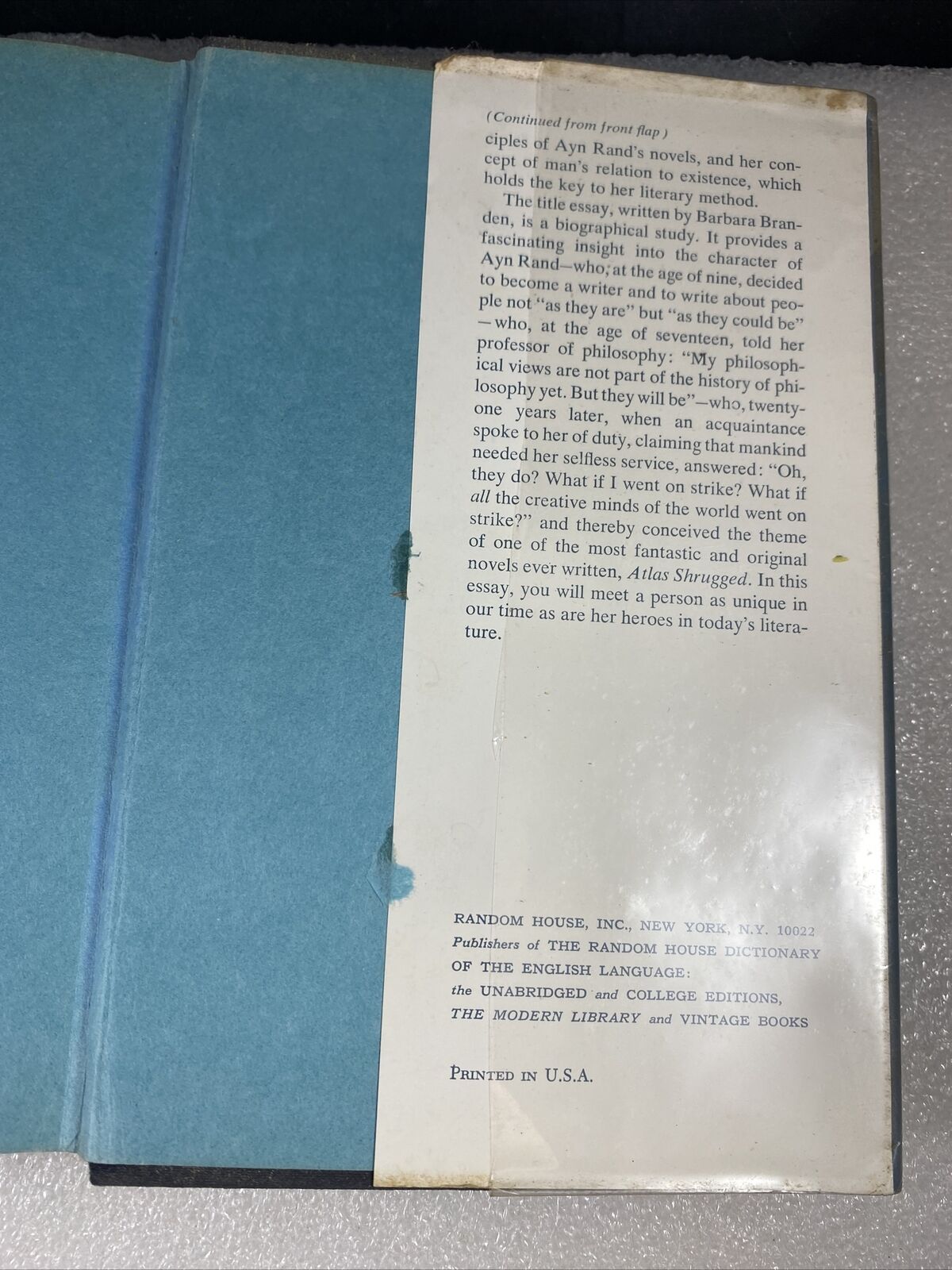 Who Is Ayn Rand By Nathaniel Branden, Vintage 60s Study Of Literature Ex Iibrary