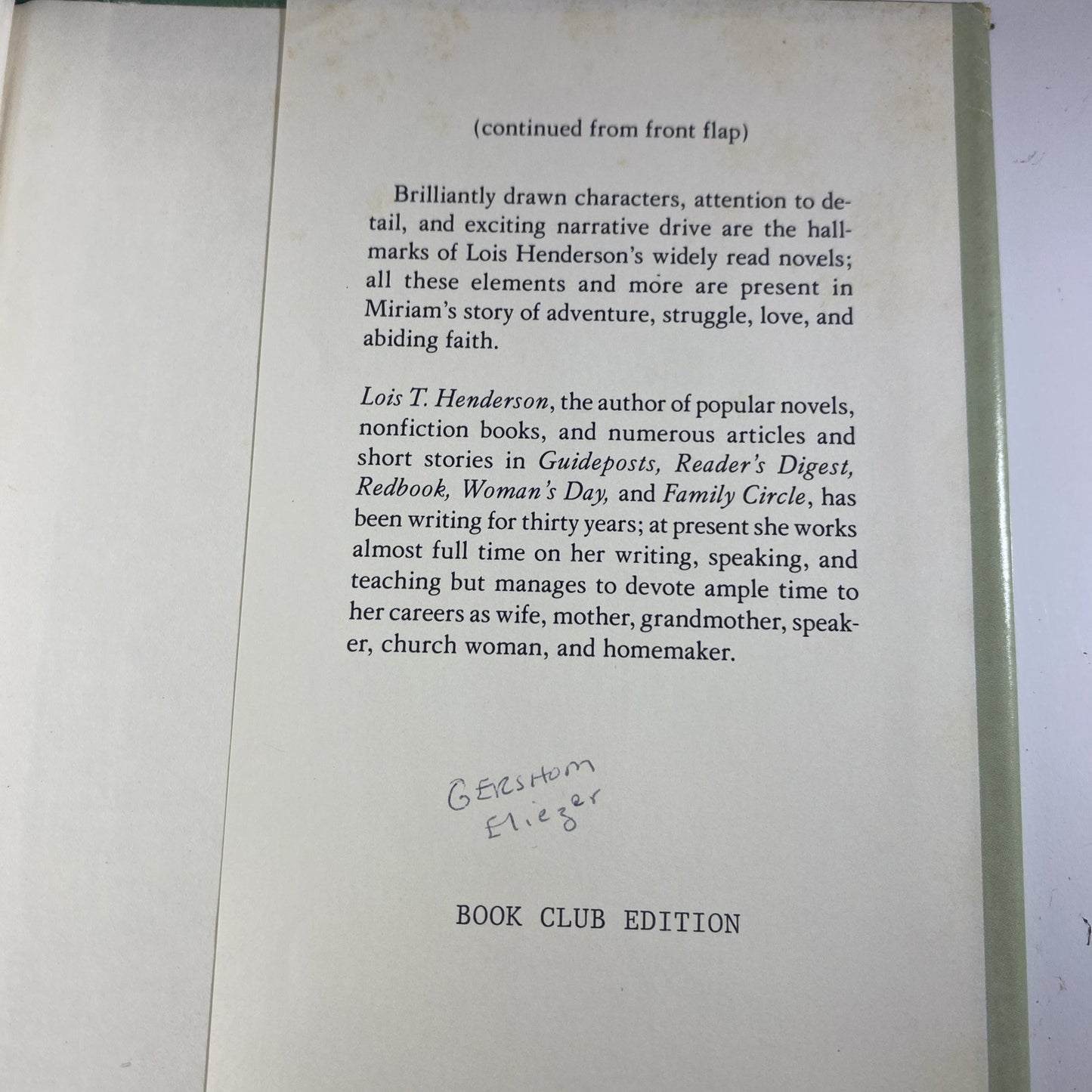 MIRIAM, A Novel, Lois T. Henderson, 1983, Guideposts, Religious Fiction Vintage