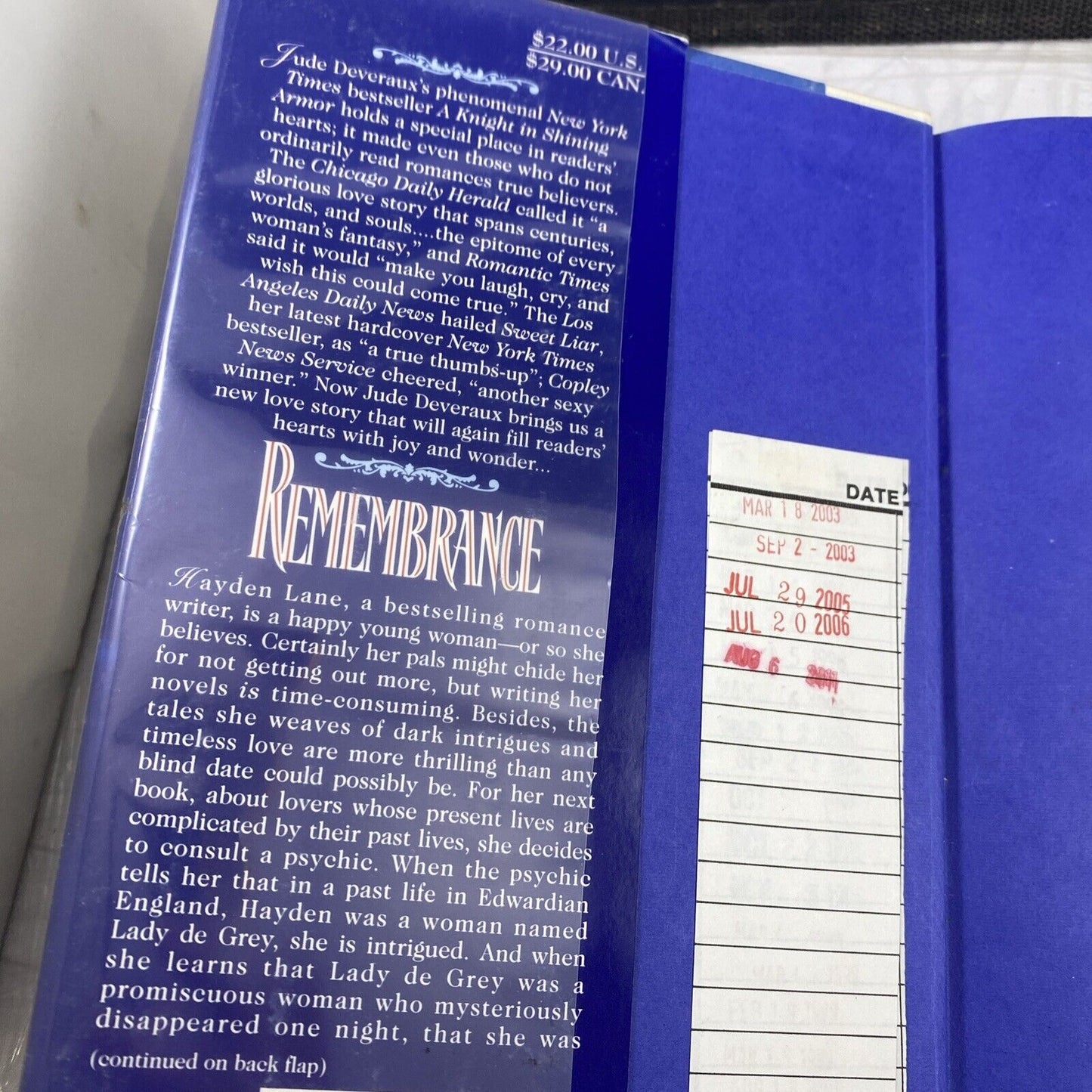 Jude Deveraux. Remembrance - First Printing 1994 - hardcover Ex Library