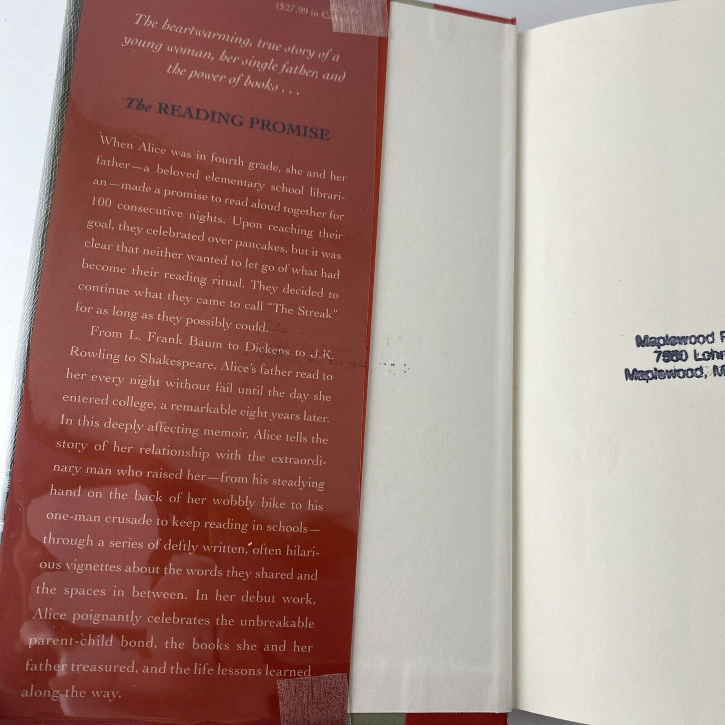 Reading Promise by Alice Ozma 2011 Hardcover Ex Library First Print